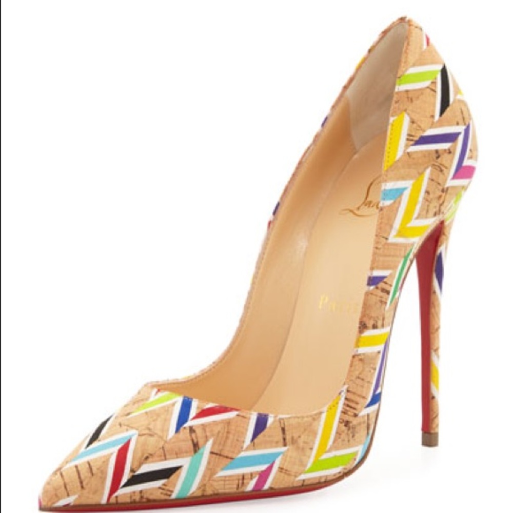 Christian Louboutin 120 Cork Chevron Stilettos